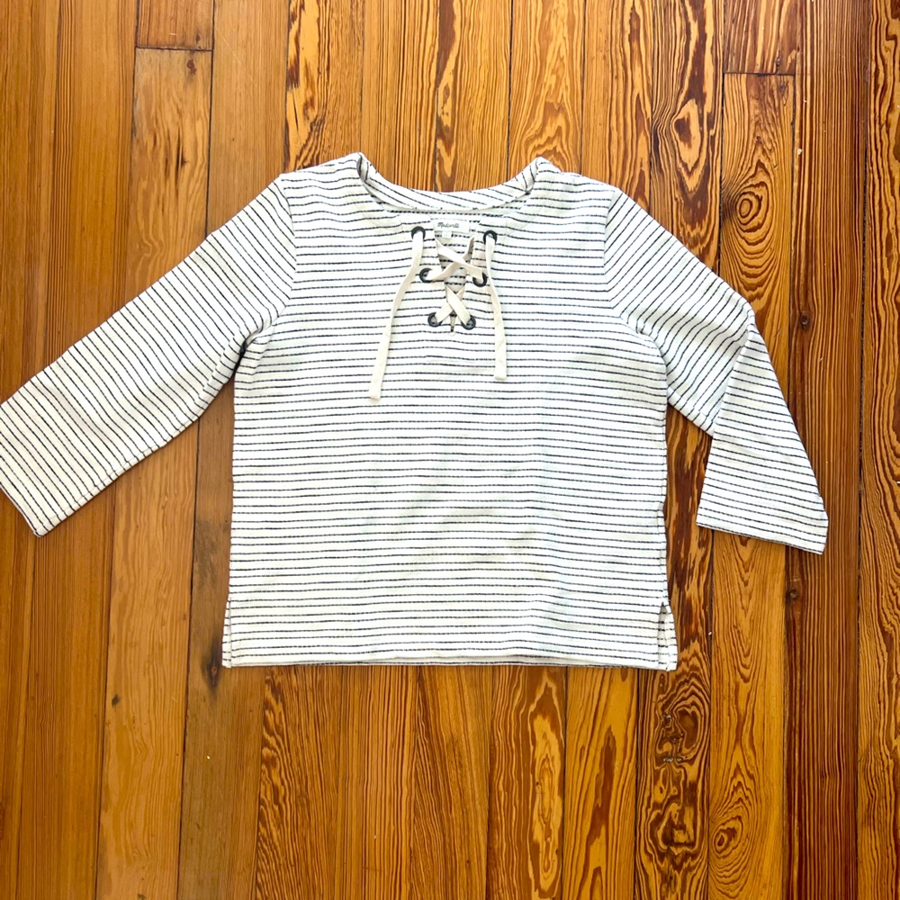 Madewell Ivory Black Striped Pullover Small Nautical Style